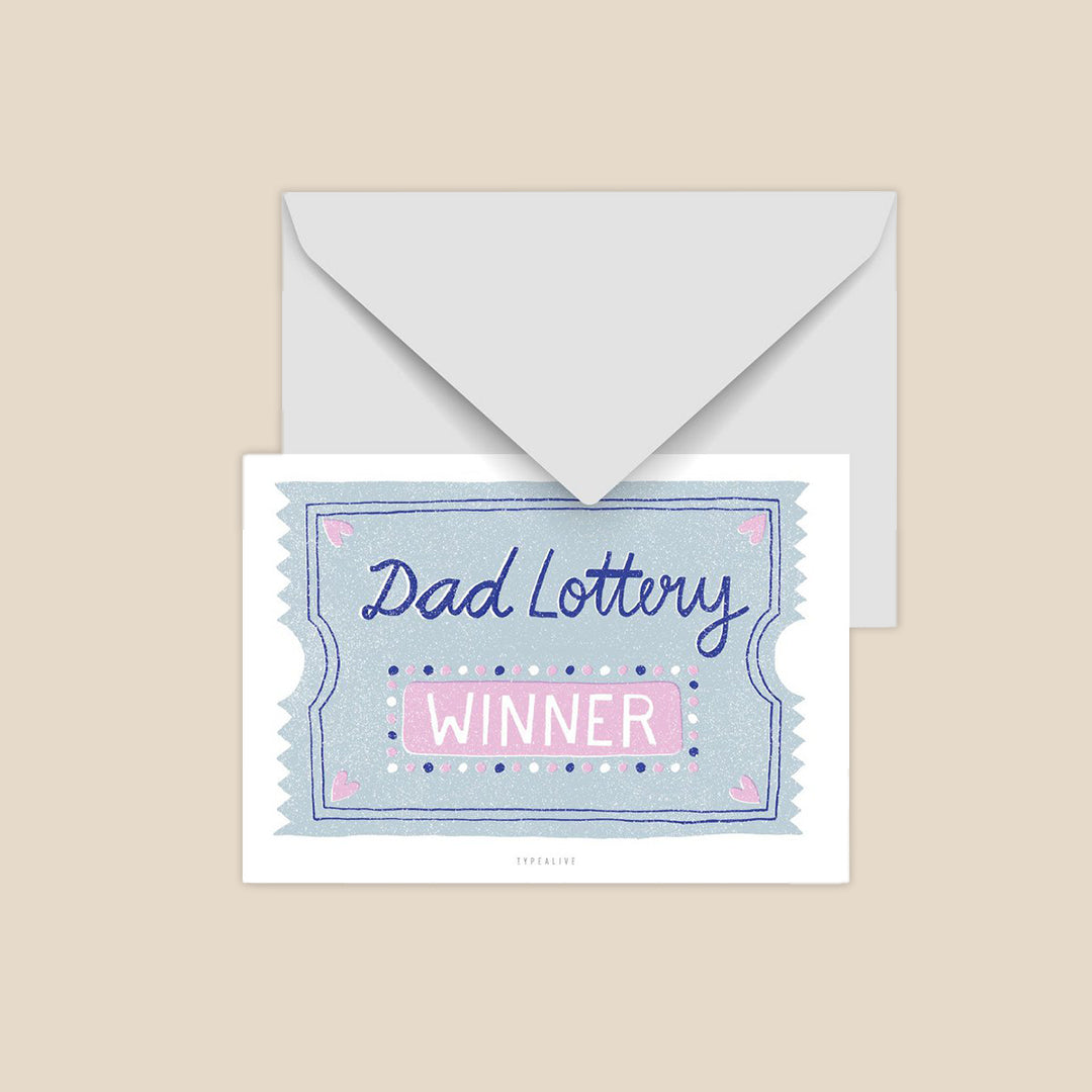 Ansichtkaart met envelop - Dad Lottery Winner