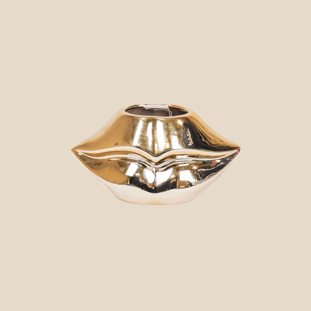 Housevitamin Lips Don't Lie Pot - Gold - 21x19x11cm